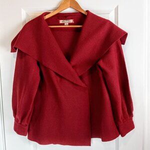 Beyond Threads Burgundy Red Alpaca Wool Sweater Jacket
